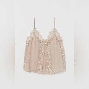Women’s H&M airy‎ crinkled chiffon V-neck lace camisole size small